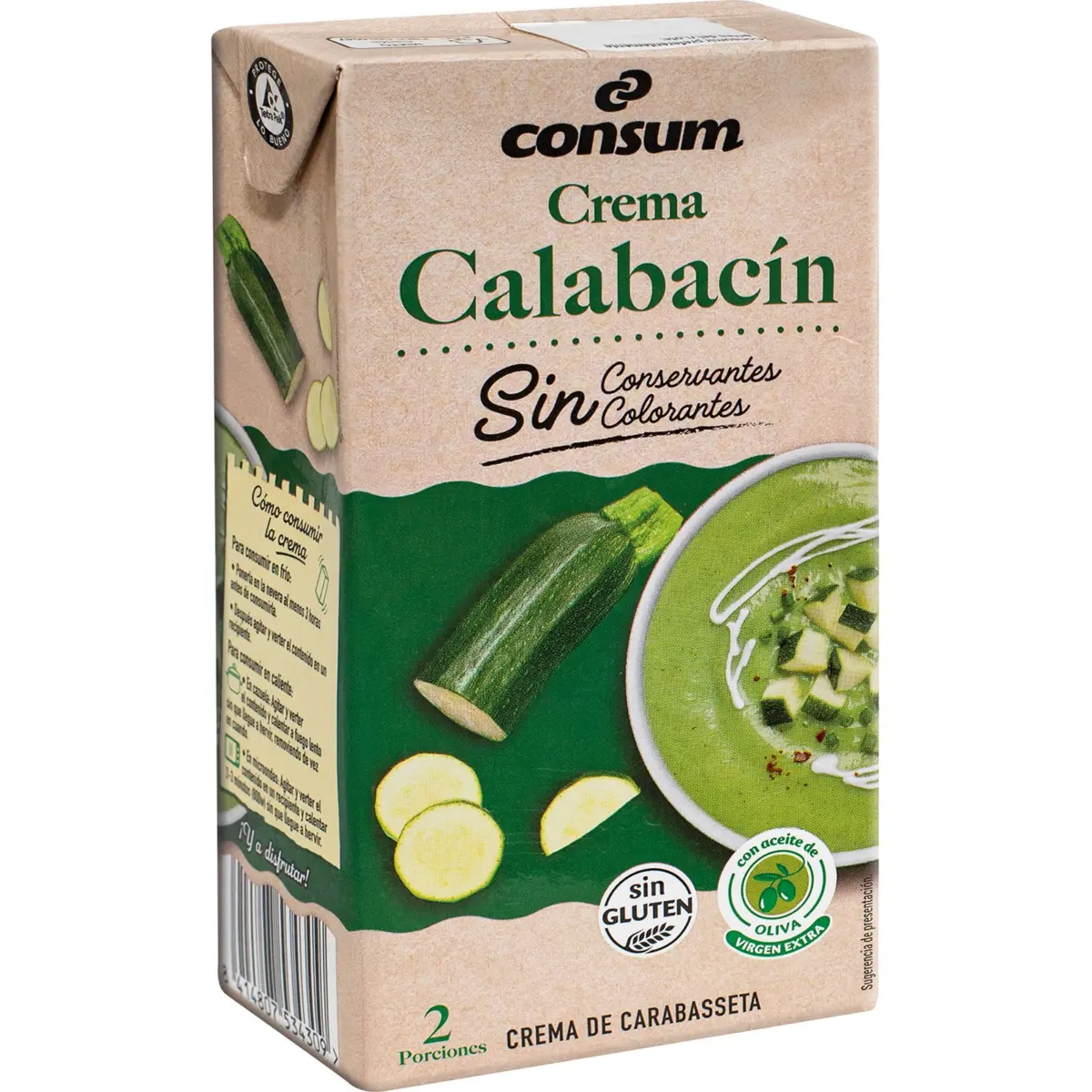 Crème de courgettes, brique Consum