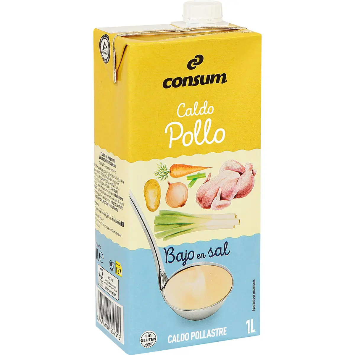 Brou de pollastre baix en sal en bric Consum