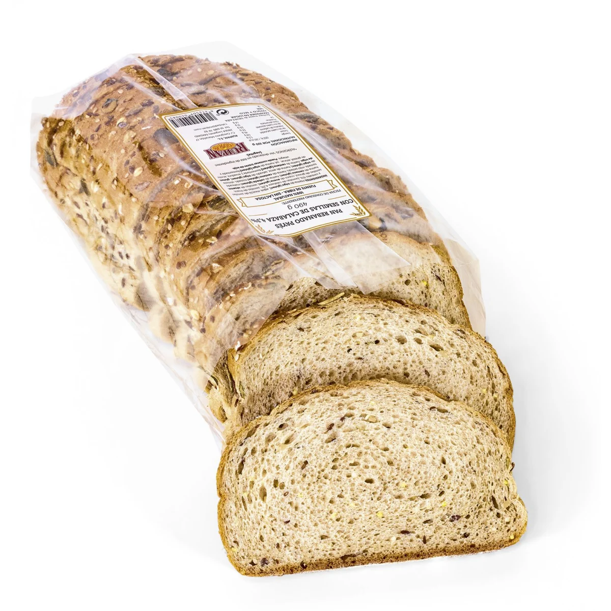 Sliced country bread with pumpkin seeds