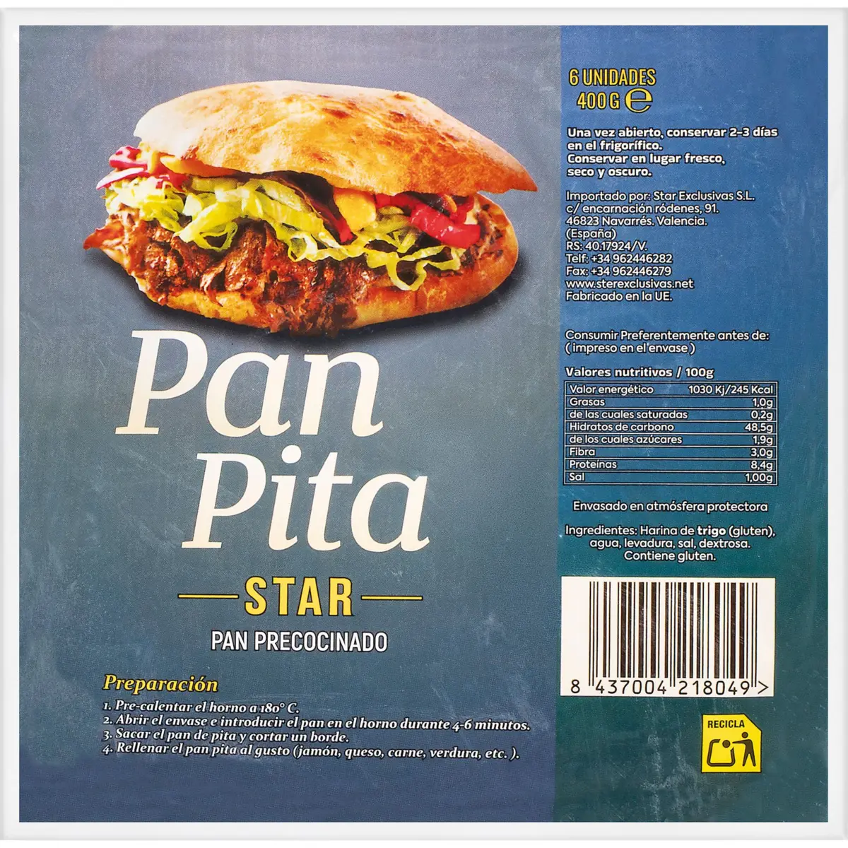 Pitabrot, 6 Stück Star