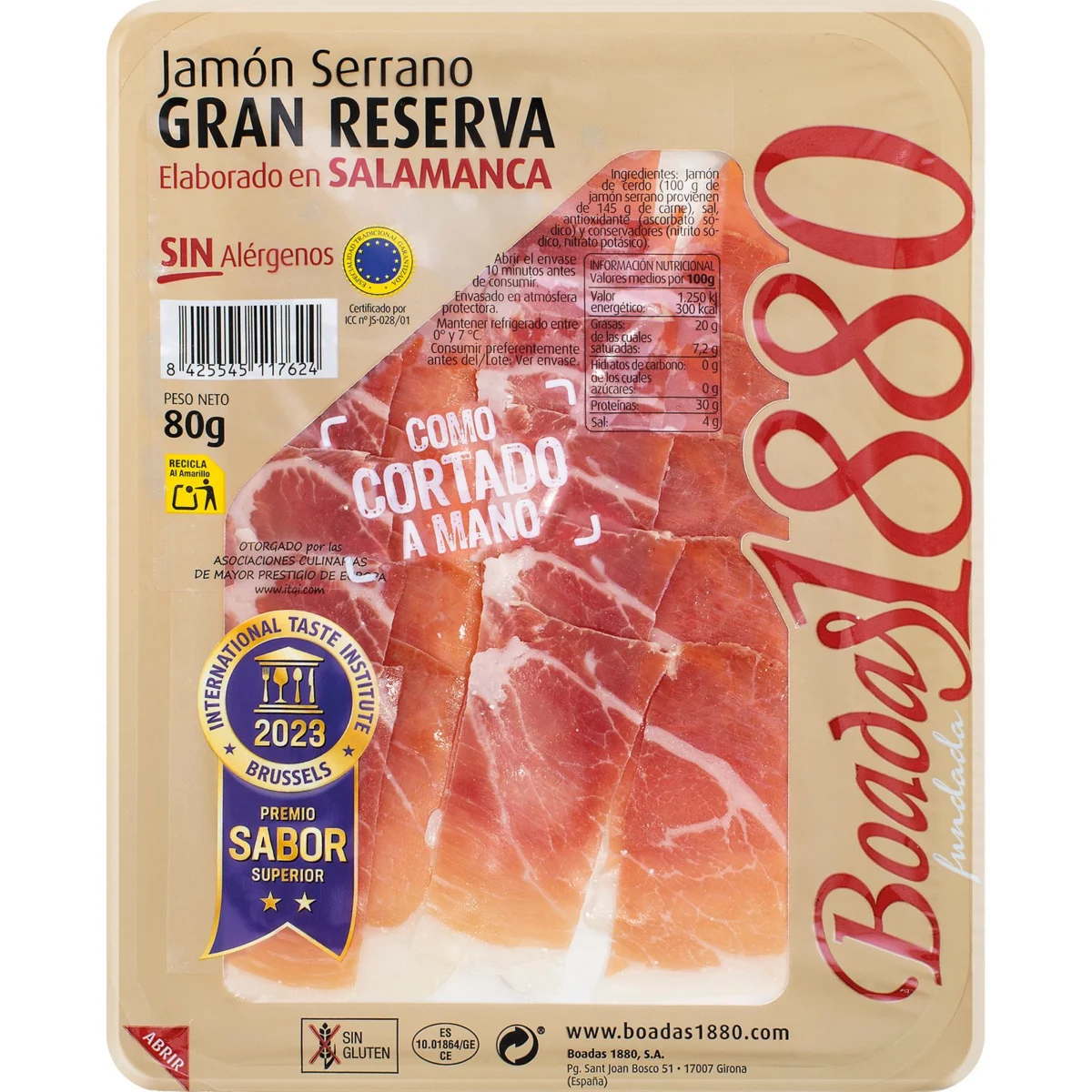 Reserva Serrano ham, as if hand-carved Boadas
