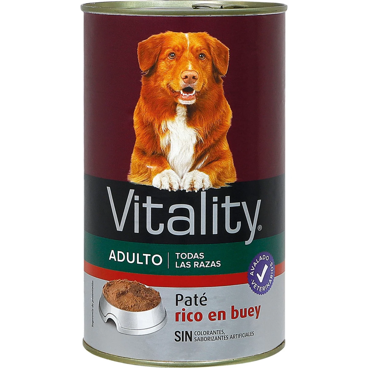 Aliment humit per a gossos, paté ric en vedella Vitality