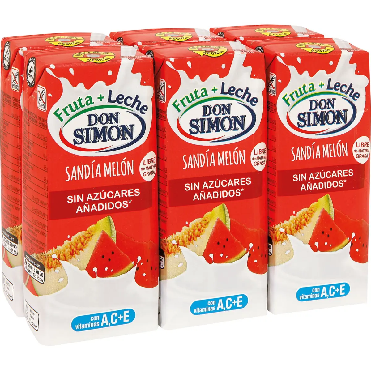 Zumo de Frutas y Leche Sandía Melón Zero P-6 Don Simon