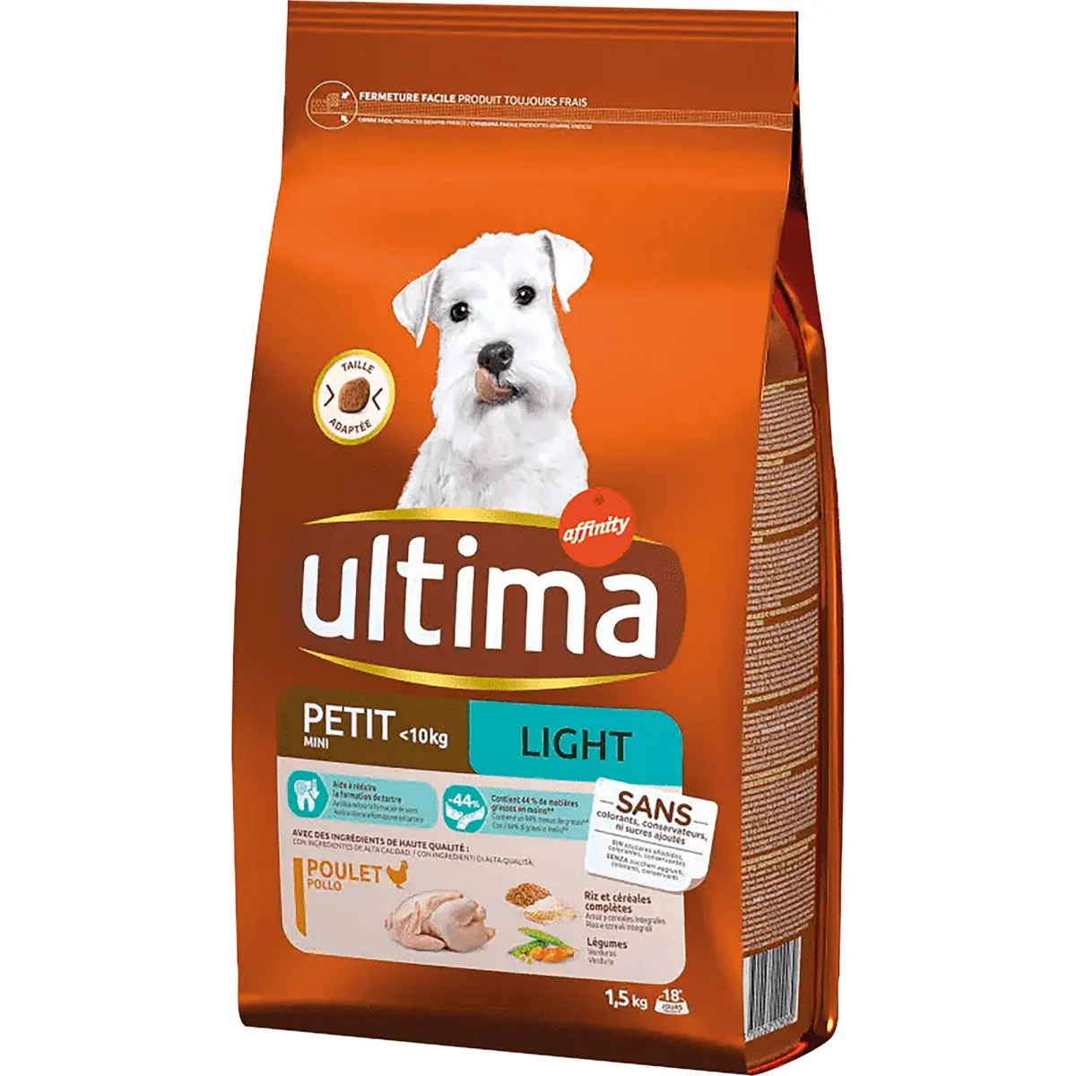 Menjar sec per a gossos mini Light Ultima
