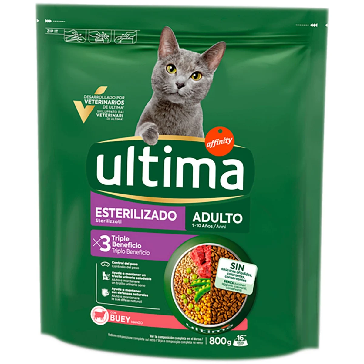 Comida Seca Gatos Esterilizados Buey Ultima