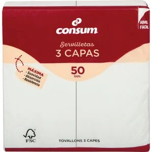 Weiße Serviette, 3-lagig, 40x40 Consum