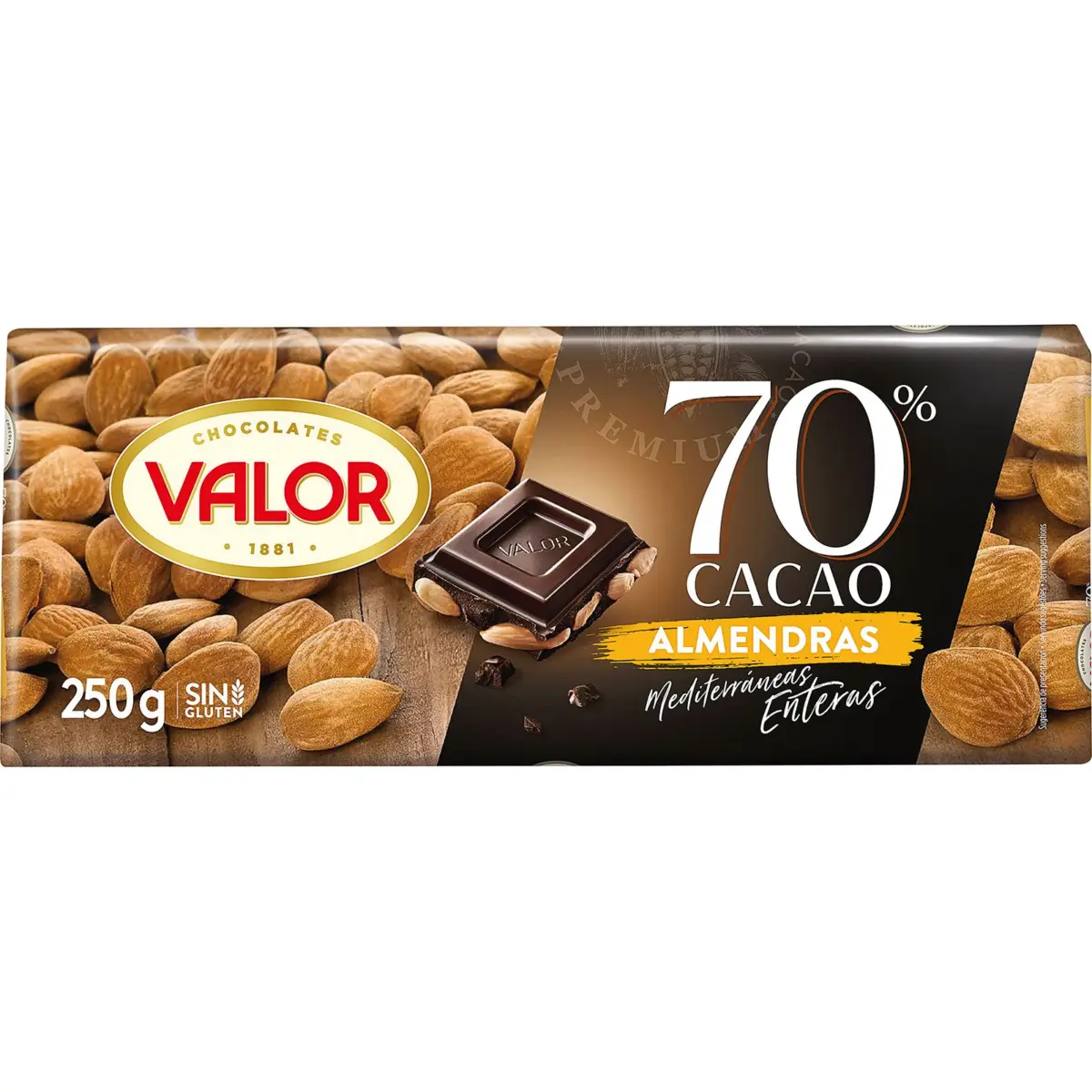 Тёмный шоколад 70% с миндалём Valor