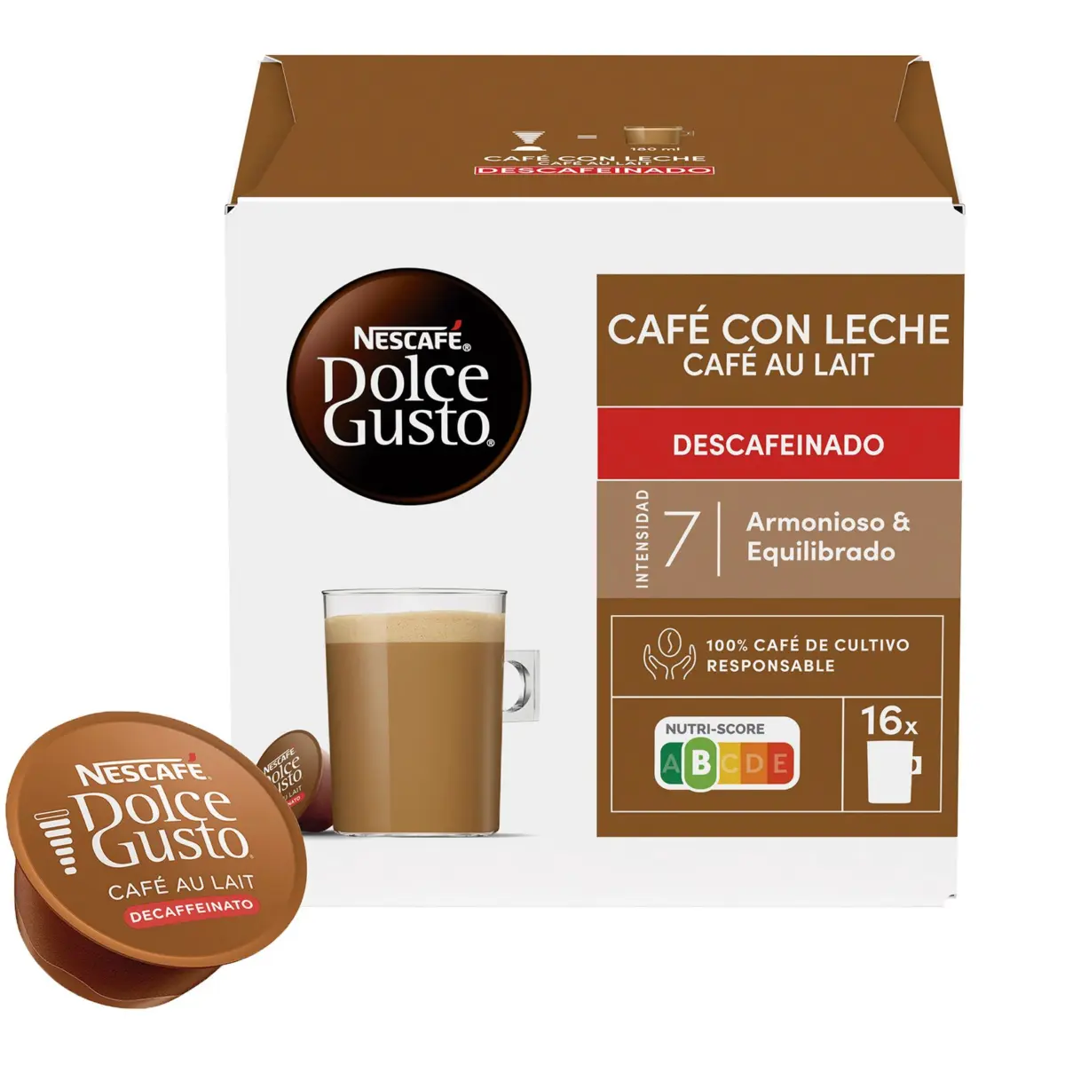 Decaffeinated Coffee with Milk Capsules Dolce Gusto