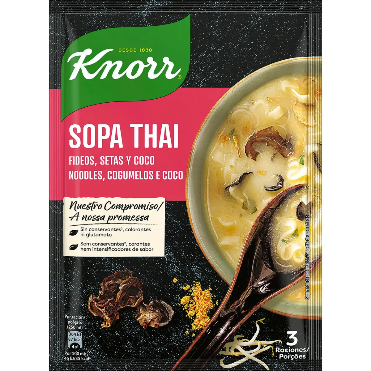 Sopa Deshidratada Thaï Fideos, Setas y Coco Knorr