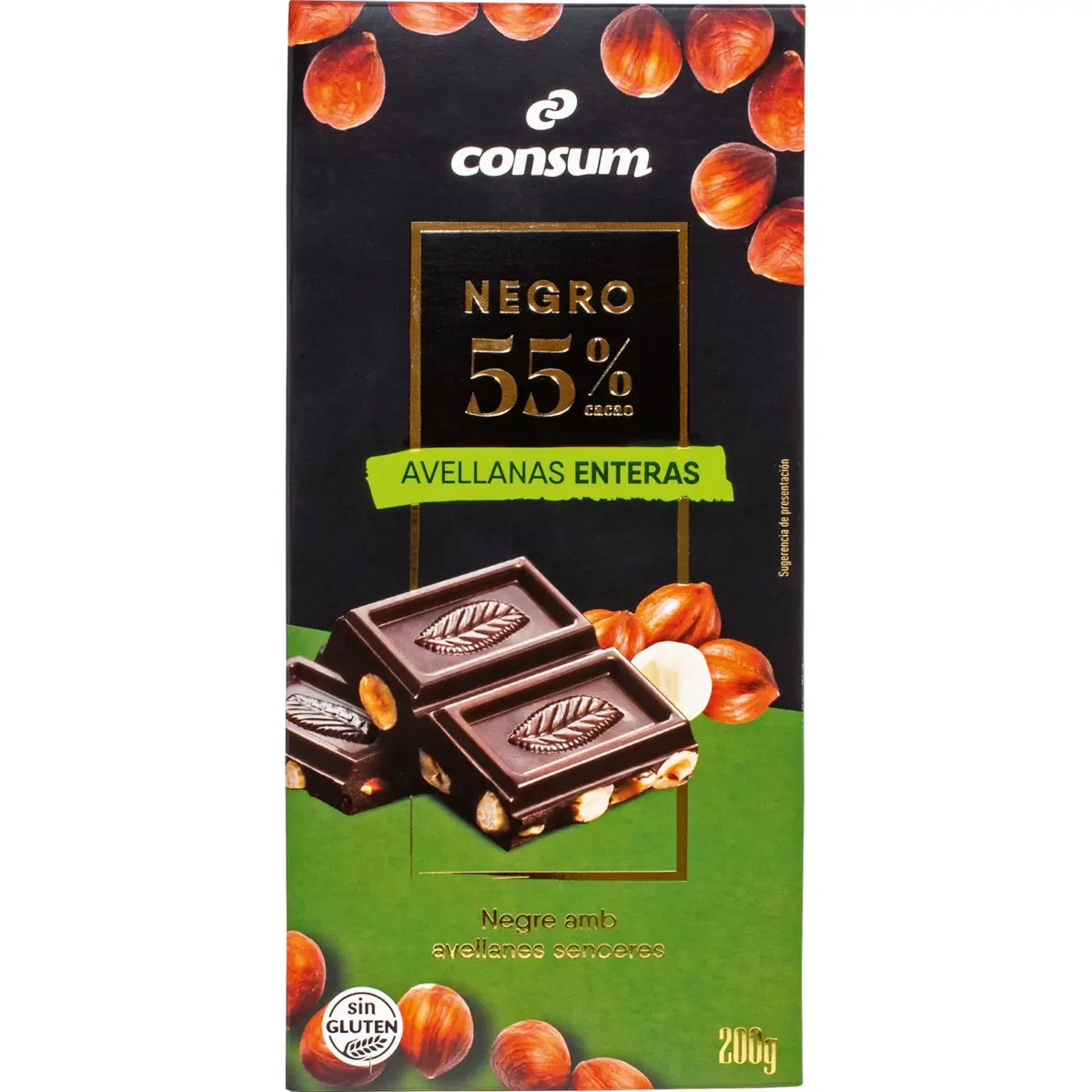 Dark chocolate 55% with whole hazelnuts Consum