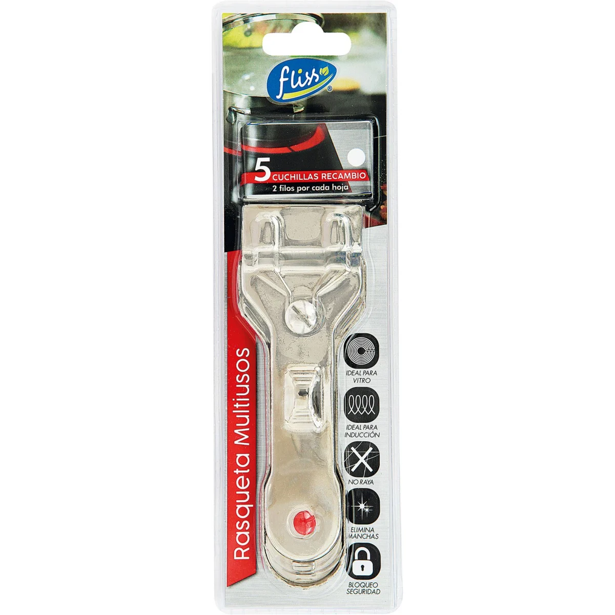Ceramic hob scraper with 5 replacement blades Fliss