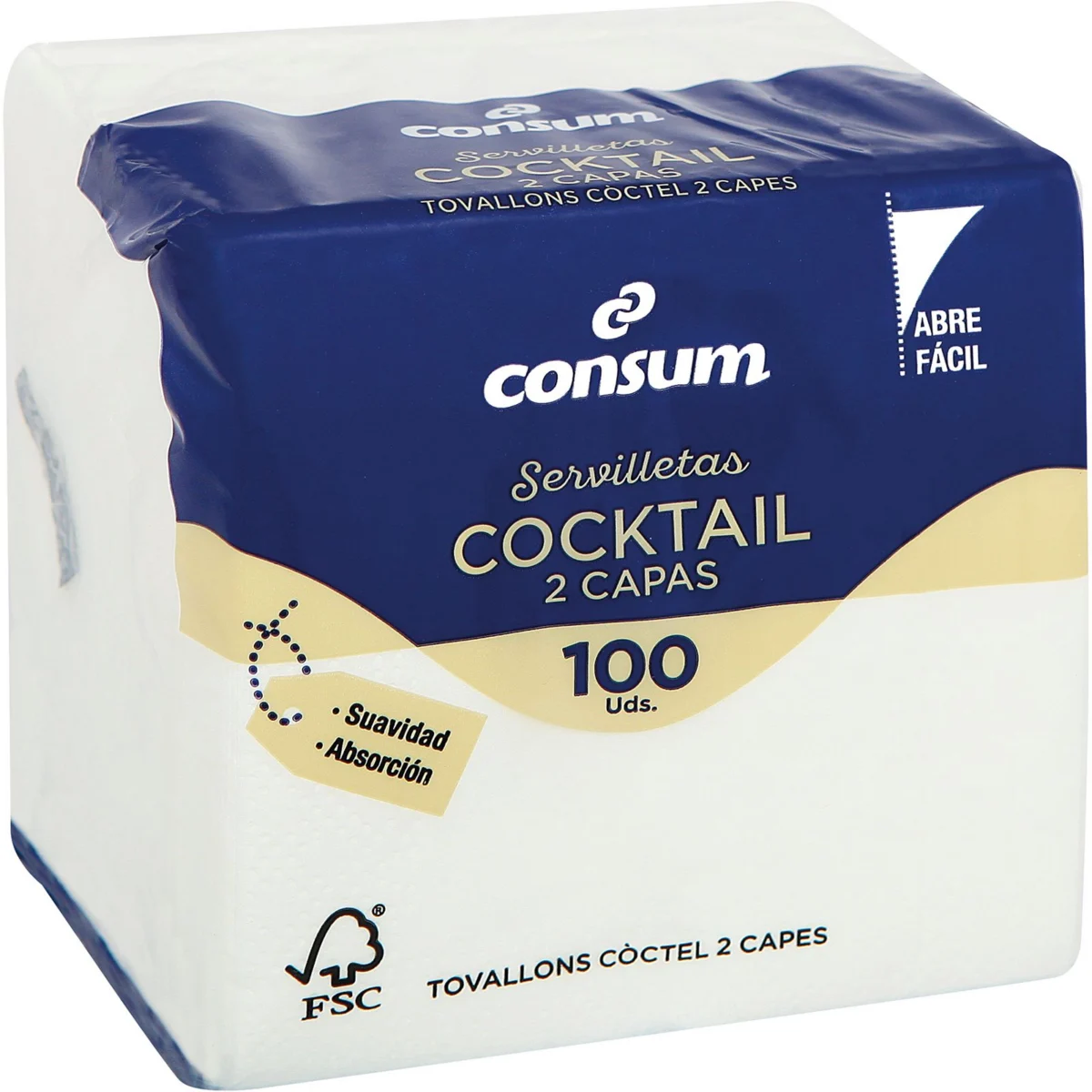 Servilleta Cocktail 2 Capas 20x20 Consum