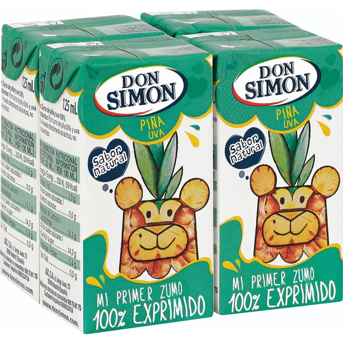 Jus d’ananas et de raisin pressé sans pulpe, mini-brique Don Simon