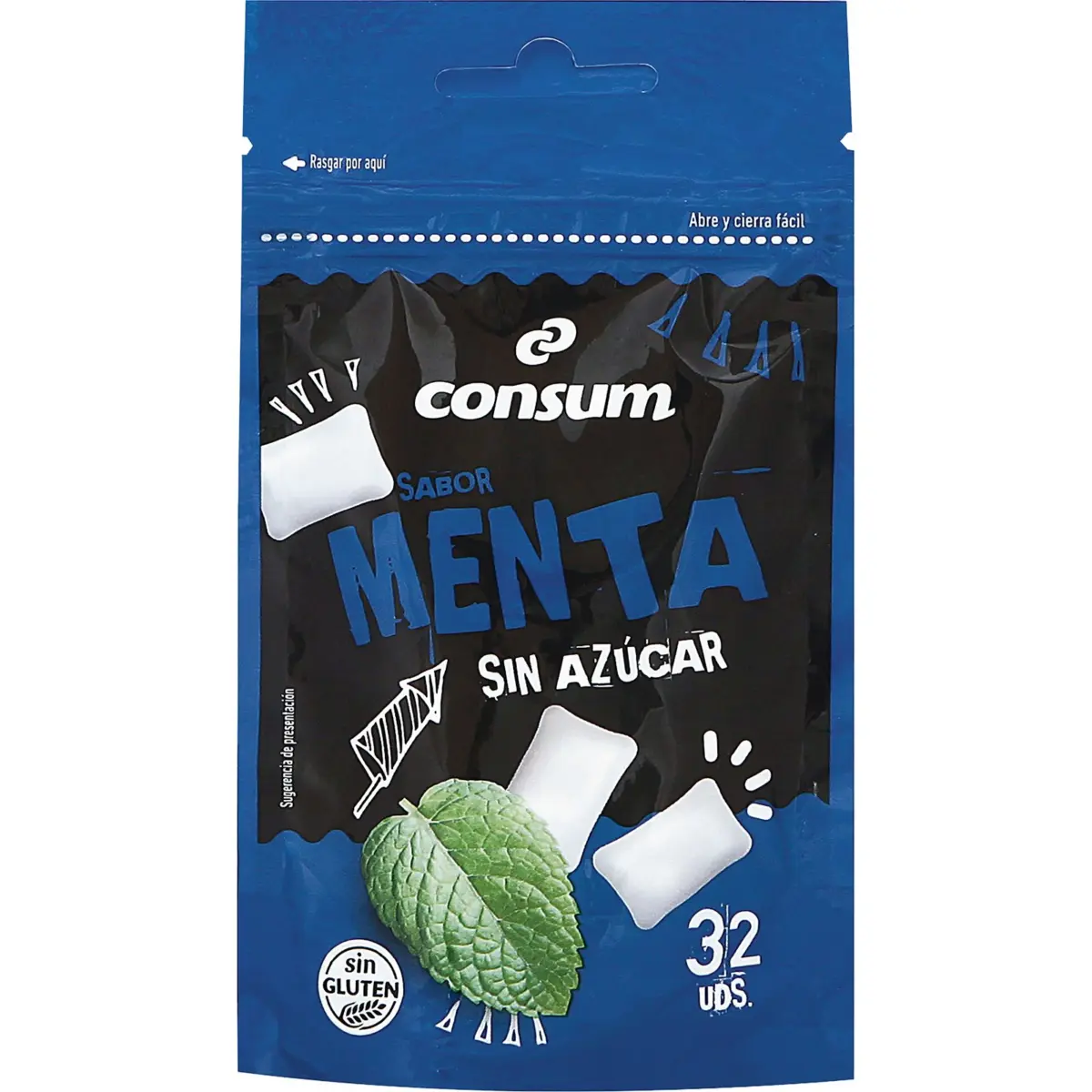 Xiclet de menta sense sucre, 32 unitats Consum