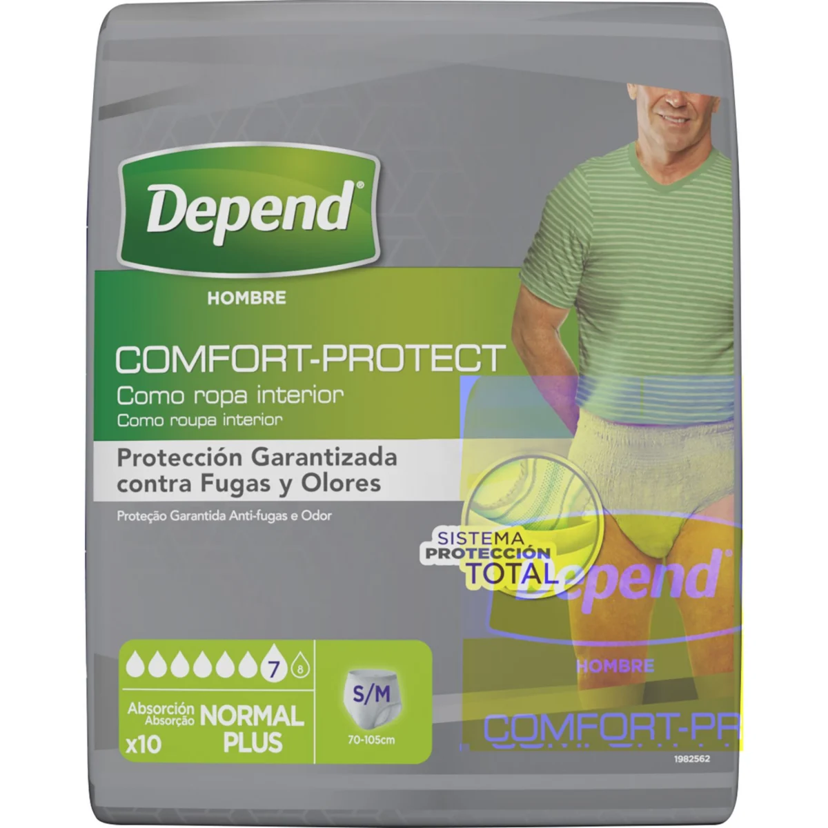 Calçotets absorbents per a home Depend, talla S/M