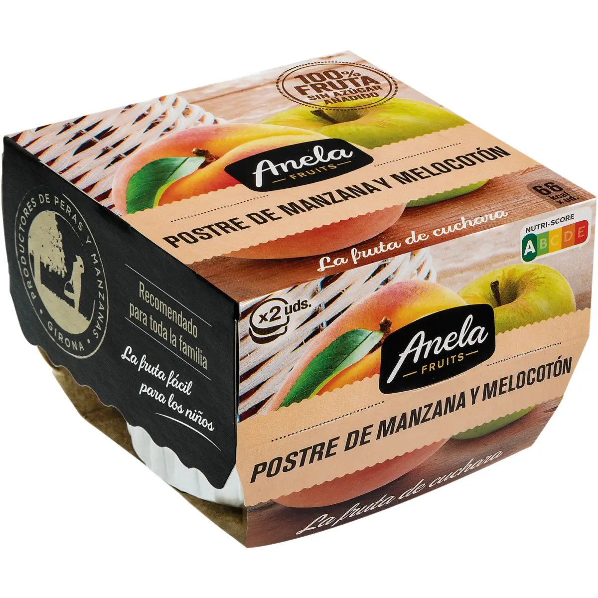 Postre de Manzana y Melocotón Pack de 2 Anela