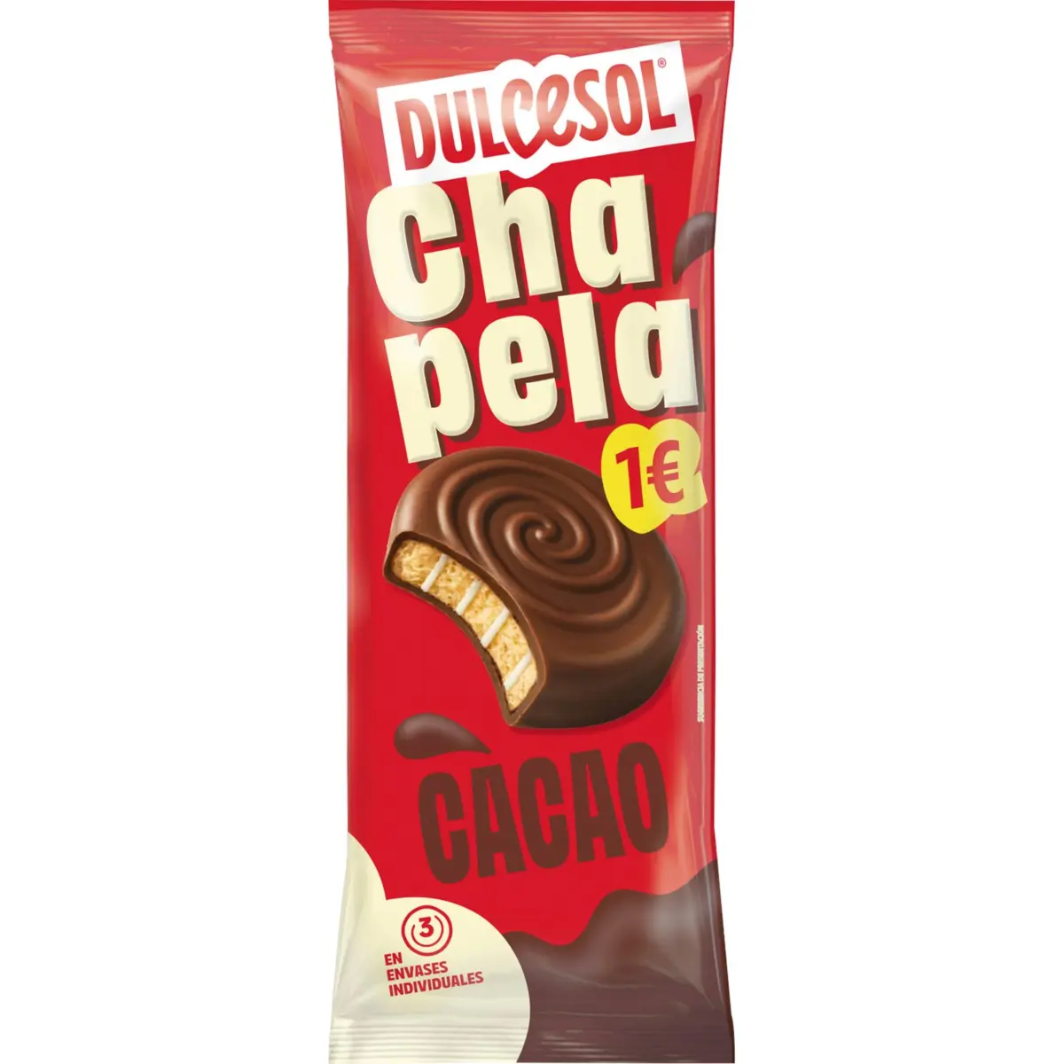 Chapelas with cocoa, pack of 3 Dulcesol