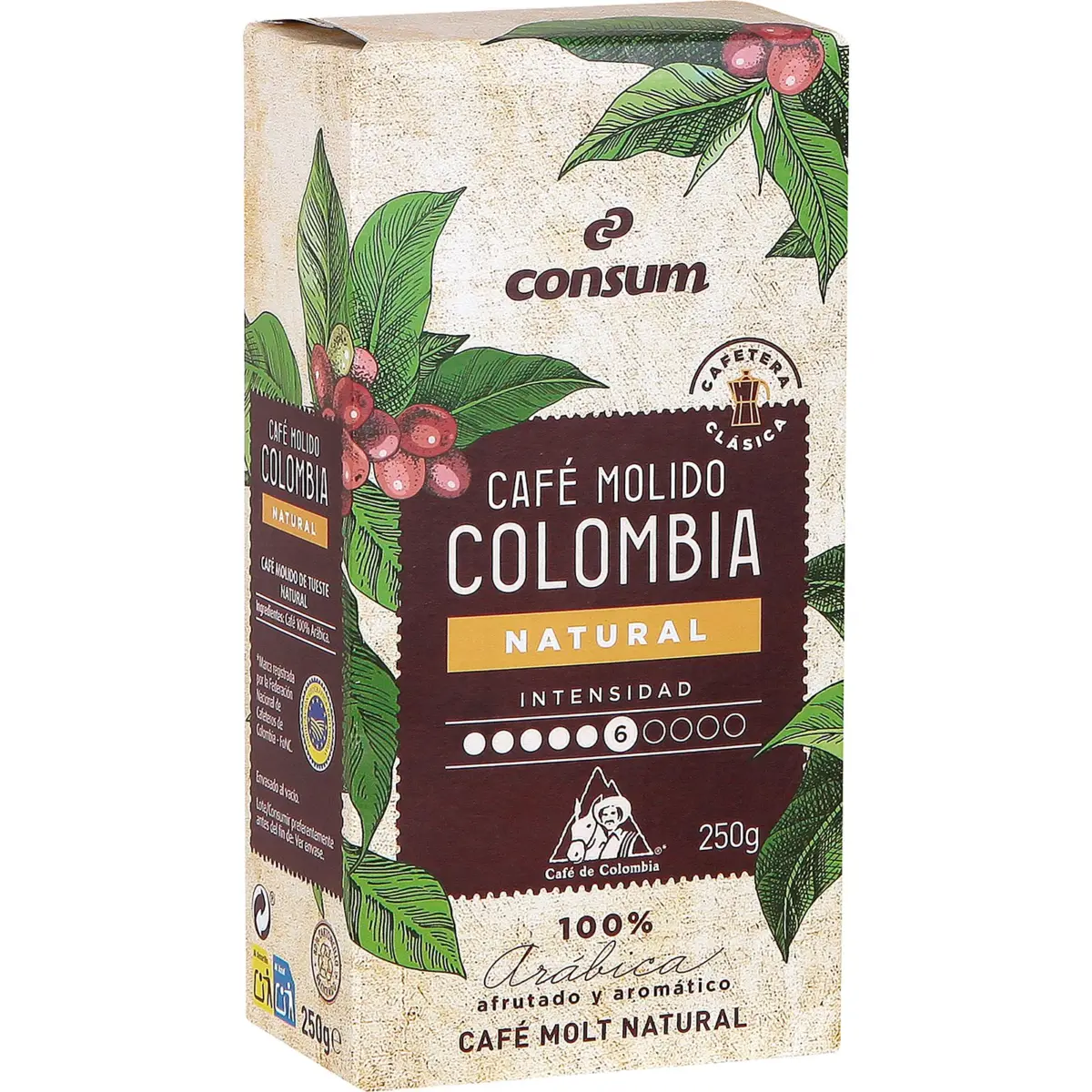 Cafè mòlt natural Colombia 100% aràbica Consum