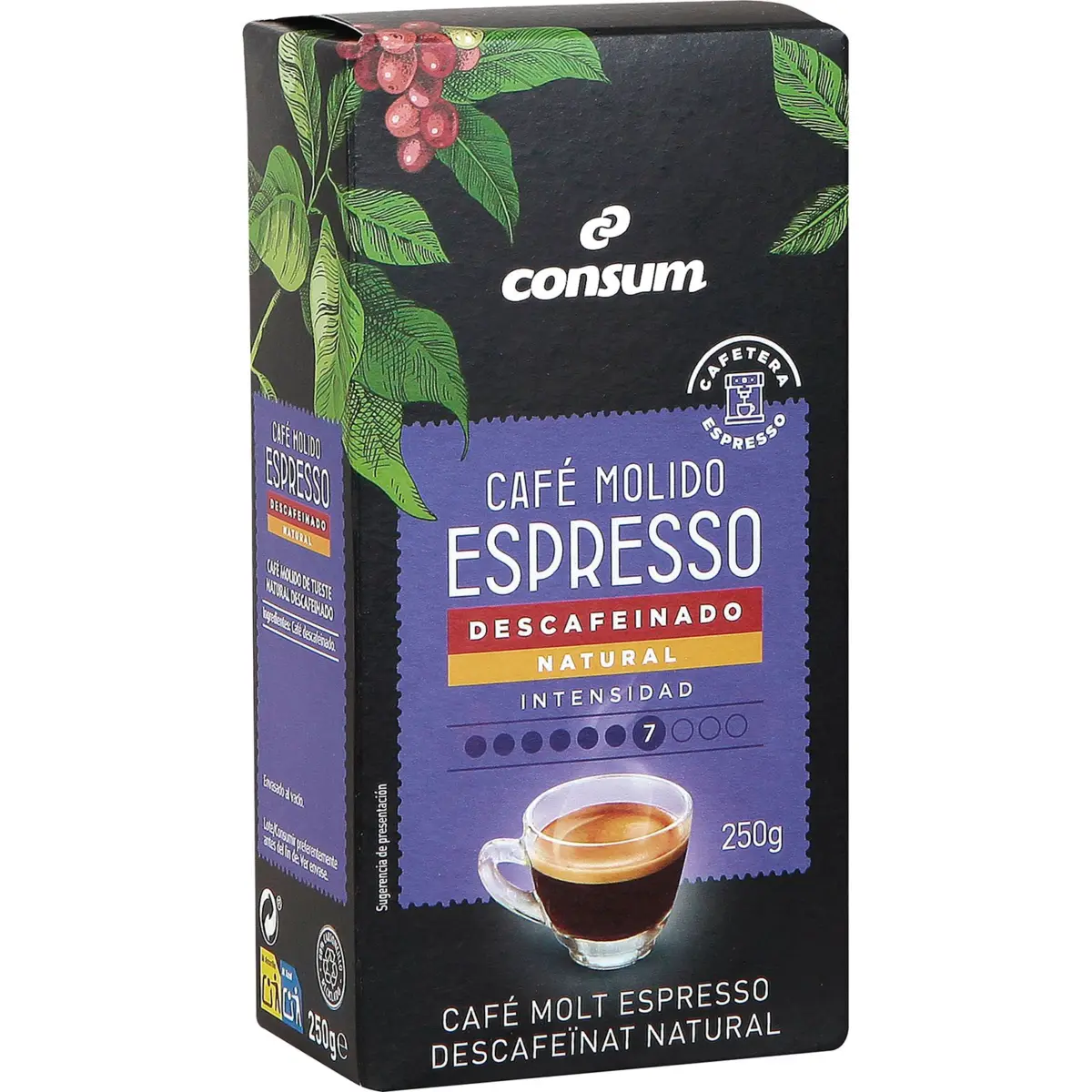 Natural decaffeinated ground Espresso coffee Consum