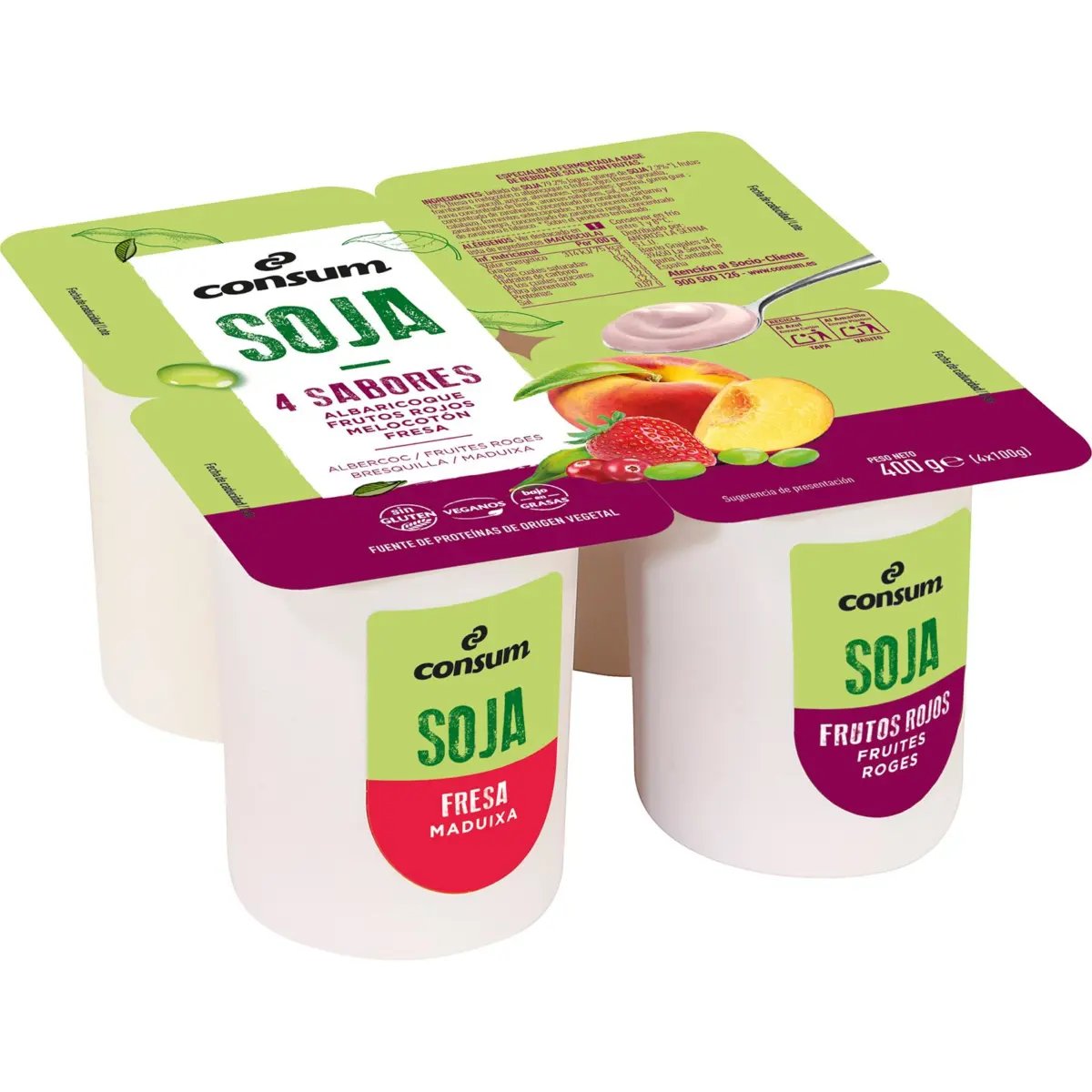 Postre de Soja con Fruta Panaché de frutas Consum