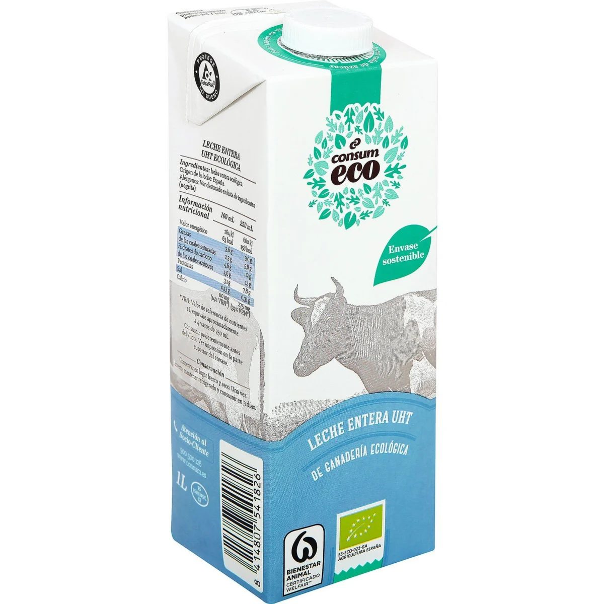 Lait entier bio en brique Consum Eco
