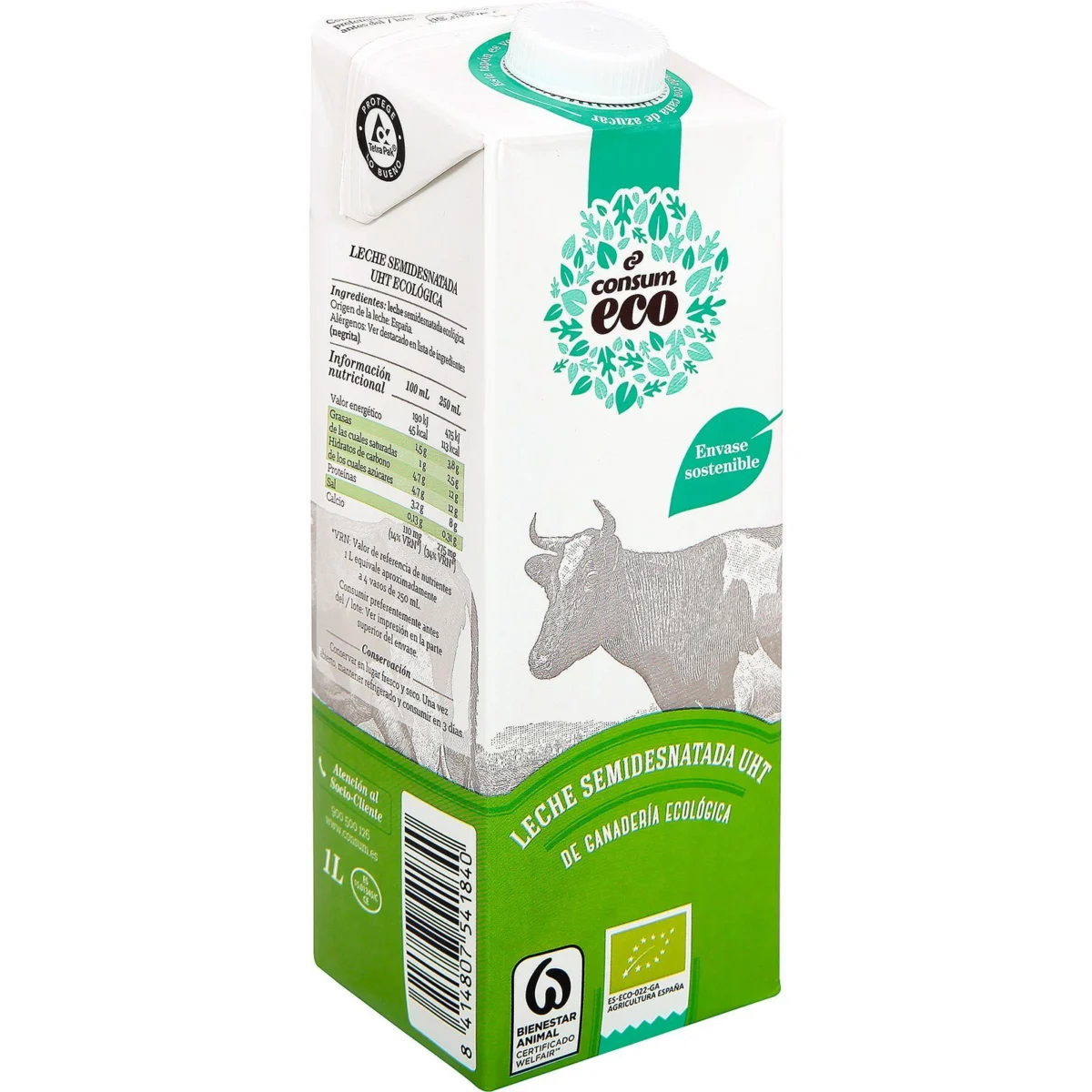 Leche Ecológica Semidesntada Brik Consum Eco