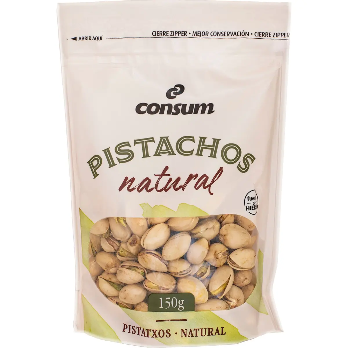 Raw pistachios in shell, bag Consum