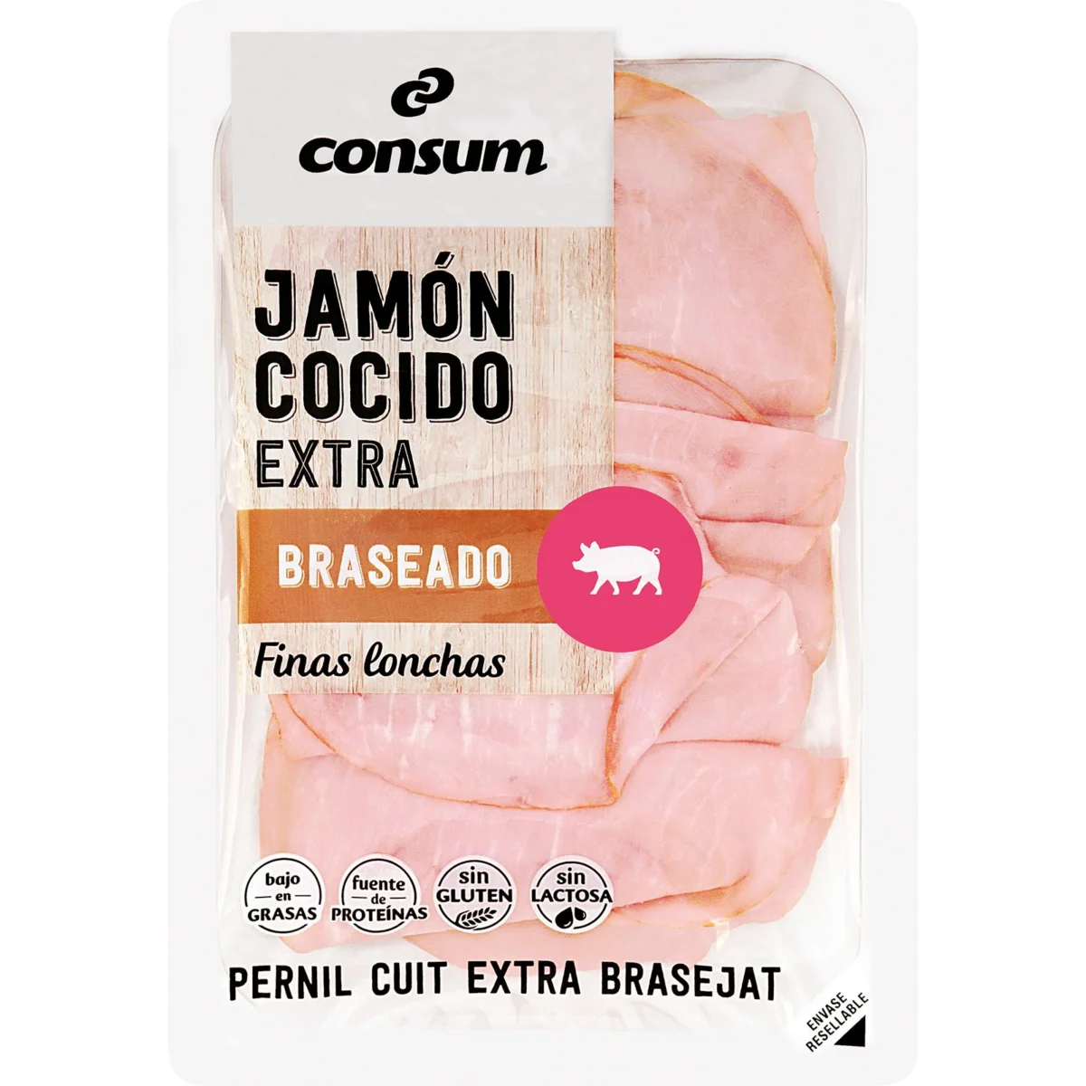 Braised cooked ham, thin slices Consum