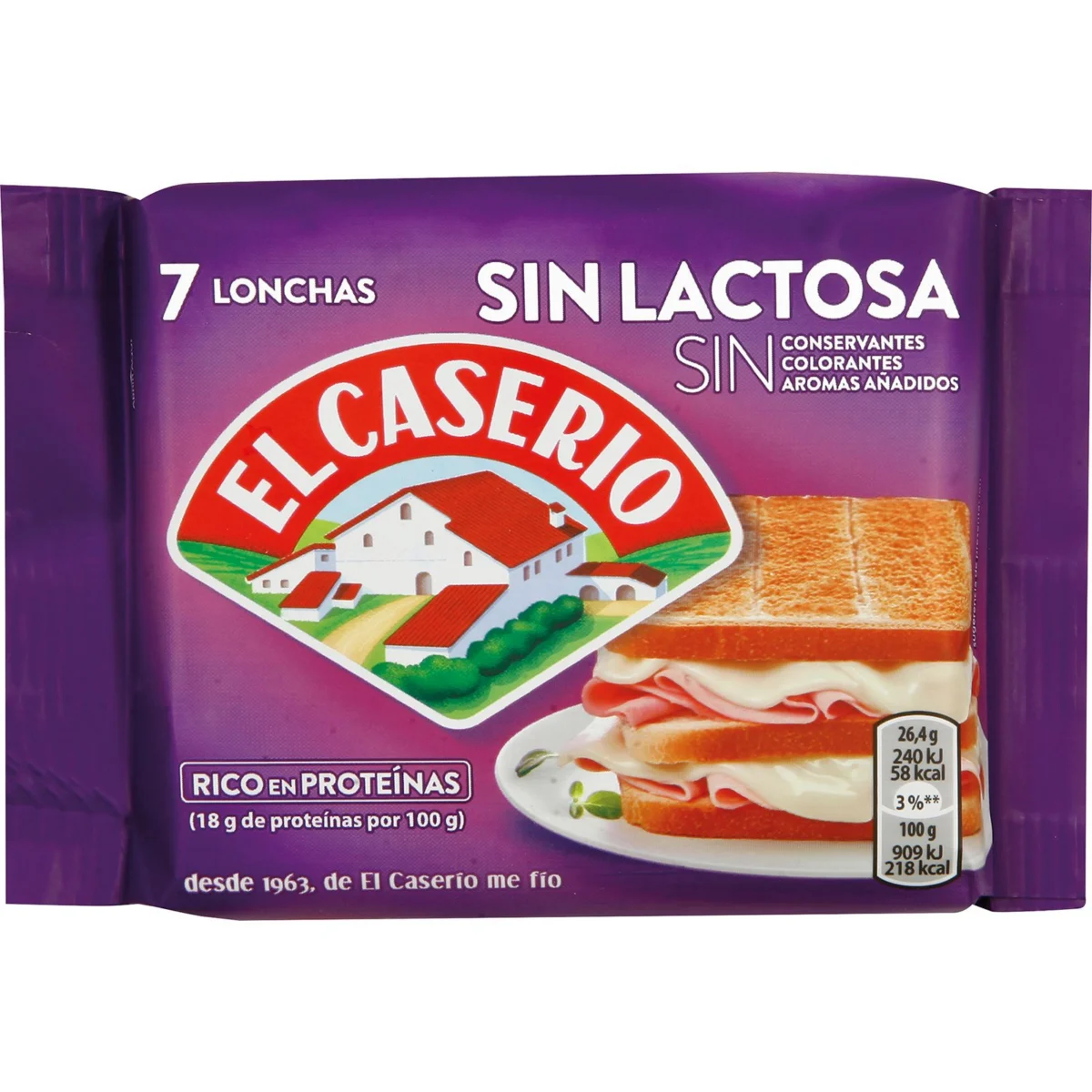 Queso Fundido Lonchas sin Lactosa El Caserio