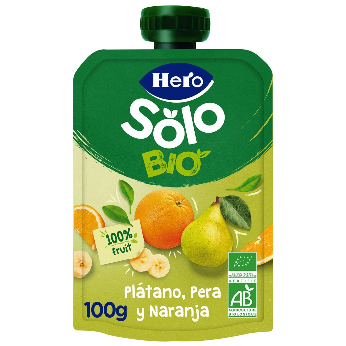 Pouche Solo Eco Pera, Plátano y Naranja Hero