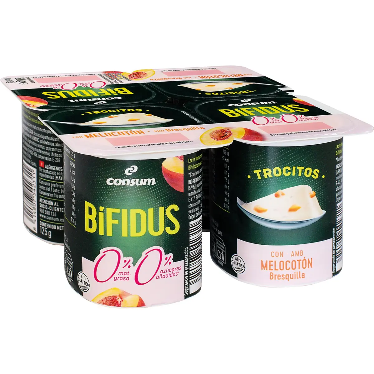 Yogur Bífidus 00% con Melocotón P-4 ud. Consum