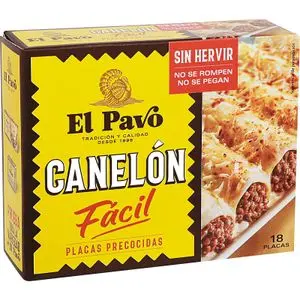 Canelons precuits fàcils El Pavo, capsa de 18 plaques