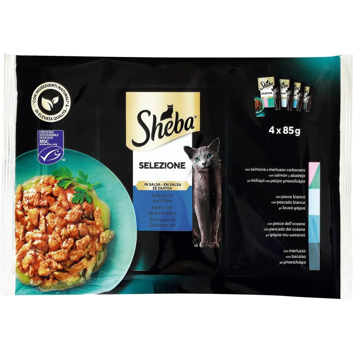 Menjar humit per a gats Sheba Delicias Pescado de peix