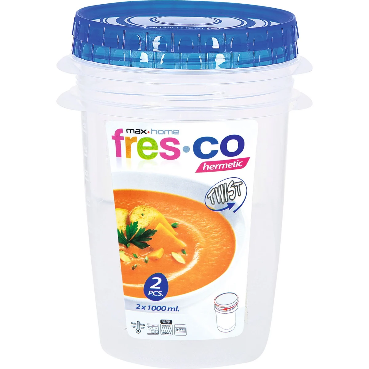 Hermetic Twist c/rosca 1000 ml Pack de 2 uds Fres-Co