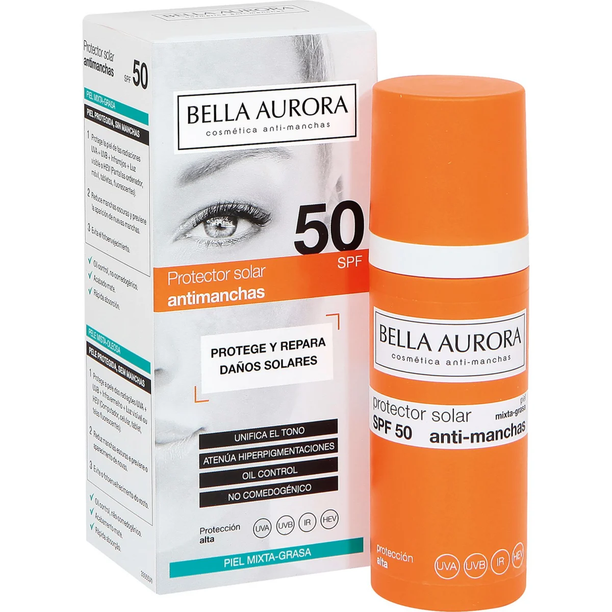 Crème visage SPF 50 anti-taches Bella Aurora
