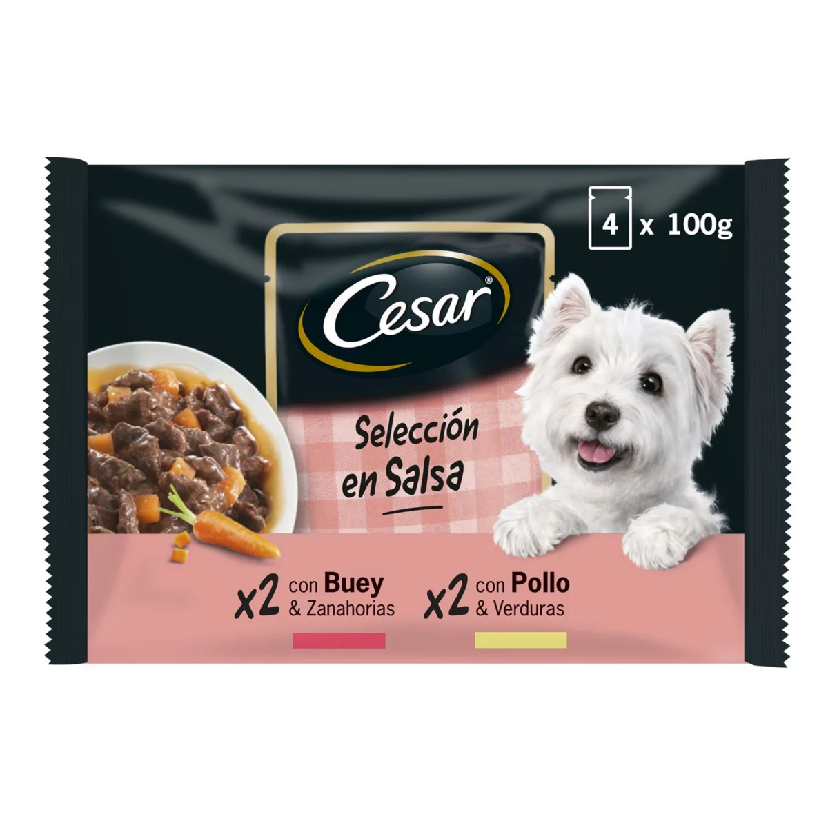 Nassfutter für Hunde mit Sauce Cesar