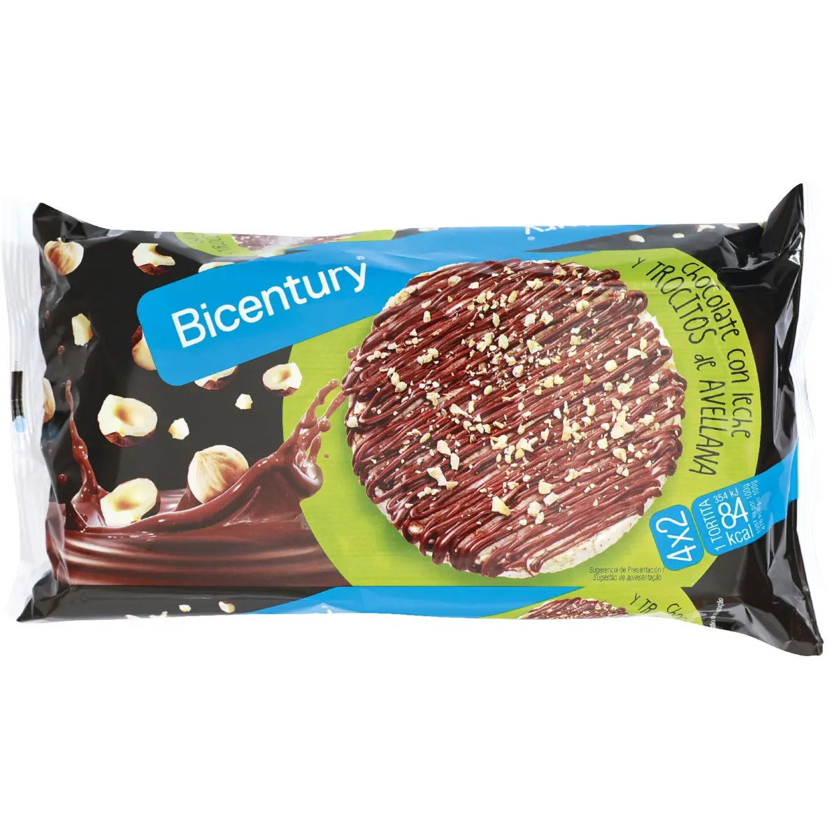 Tortitas Arroz Chocolate Con Trozos de Avellana Bicentury