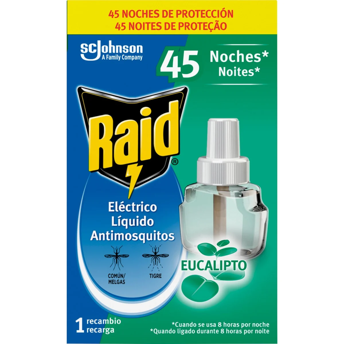 Recharge d’insecticide liquide à l’eucalyptus pour 45 nuits Raid