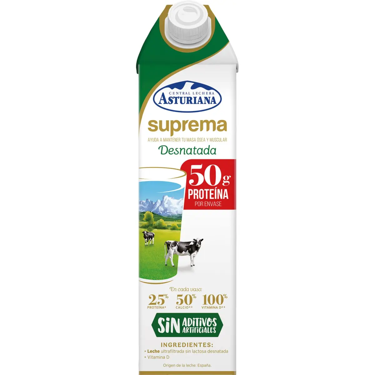Leche Calcio Sin Lactosa Desnatada Suprema Brik Asturiana