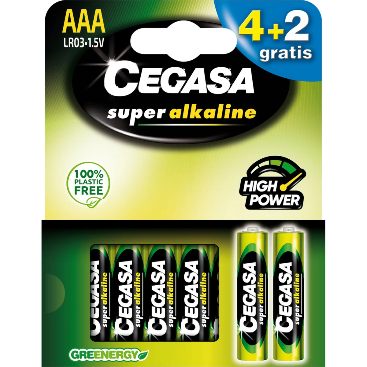 Super alkaline AAA battery, blister 4+2 free Cegasa
