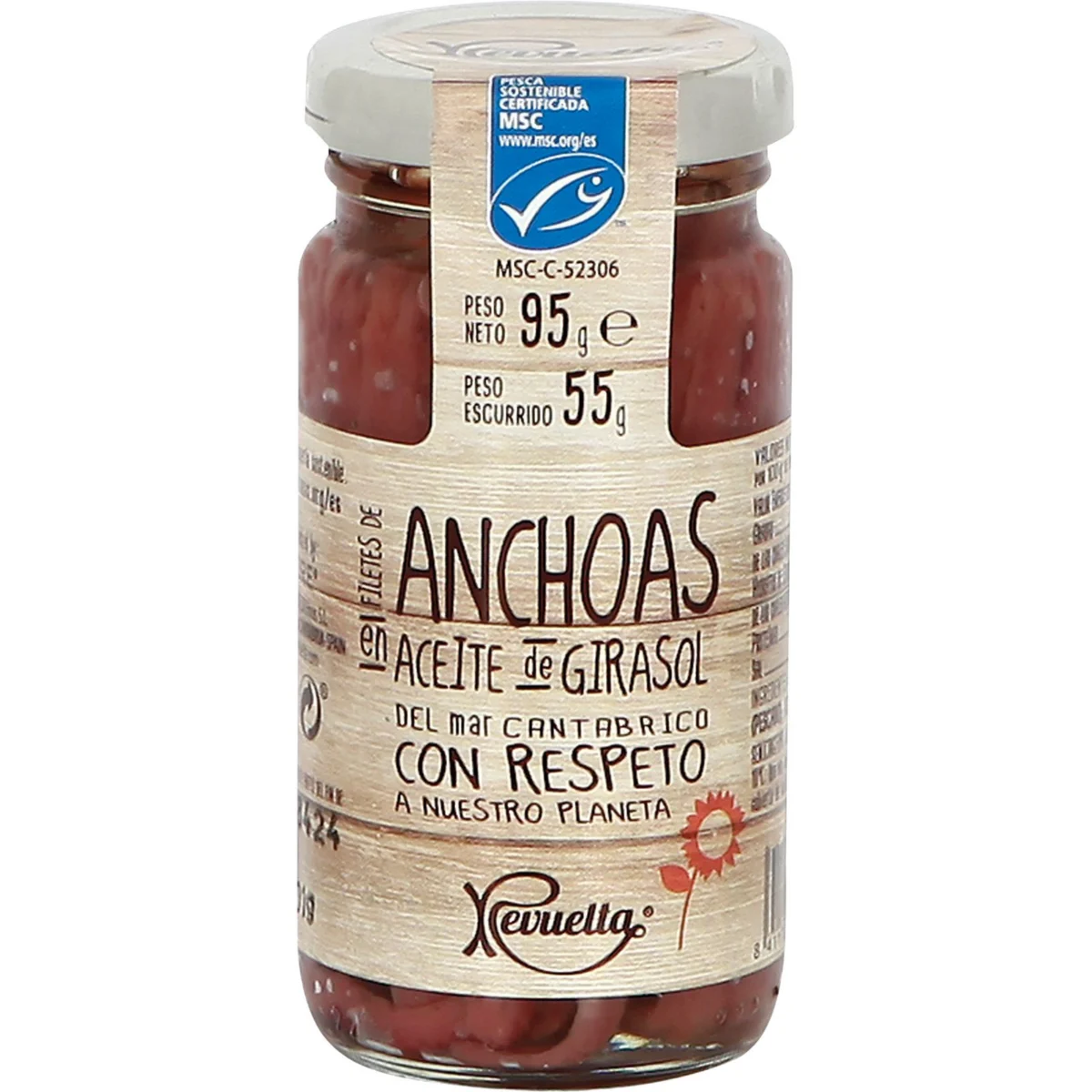 Filete Anchoa Cantábrico Aceite Girasol MSC Tarro Revuelta