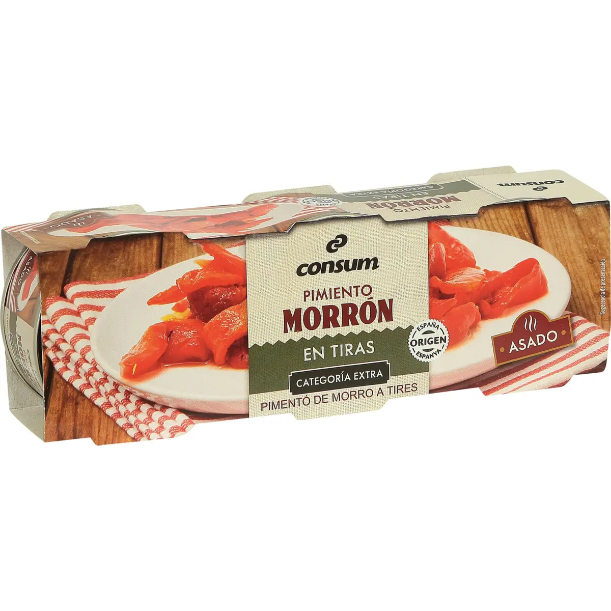 Roasted pepper strips, can, pack of 3 Consum