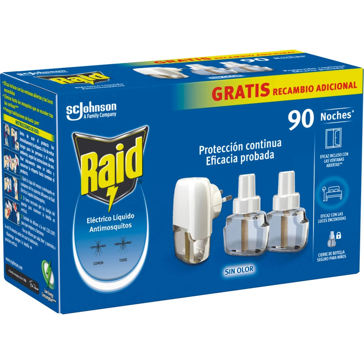 Aparell elèctric amb insecticida i 2 recanvis Raid