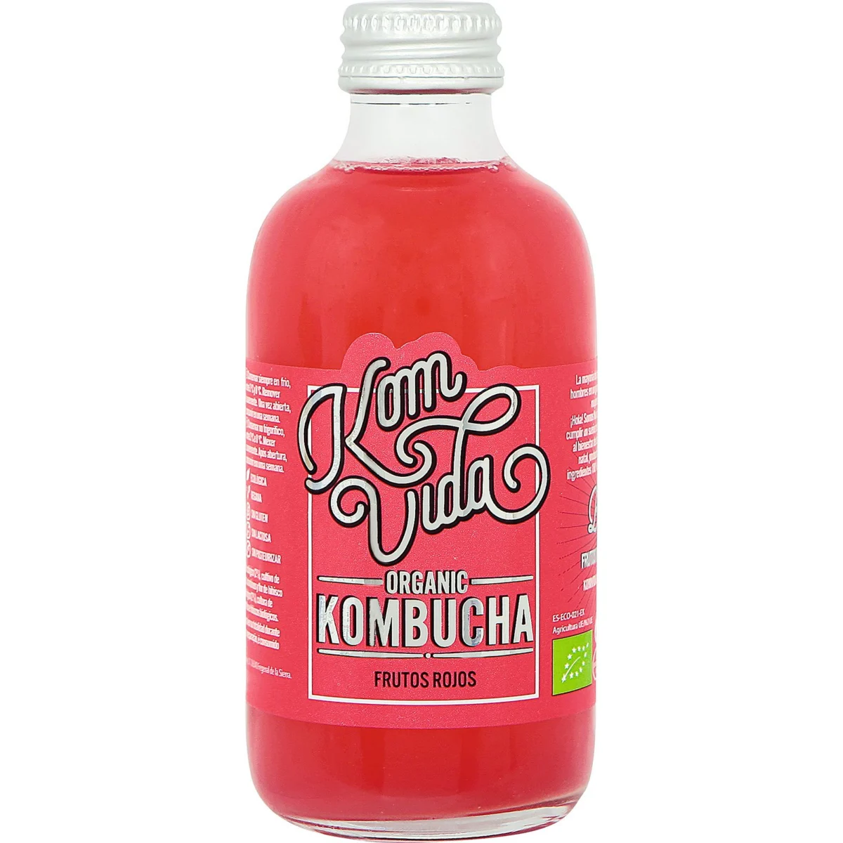Organic kombucha drink with red berries Komvida