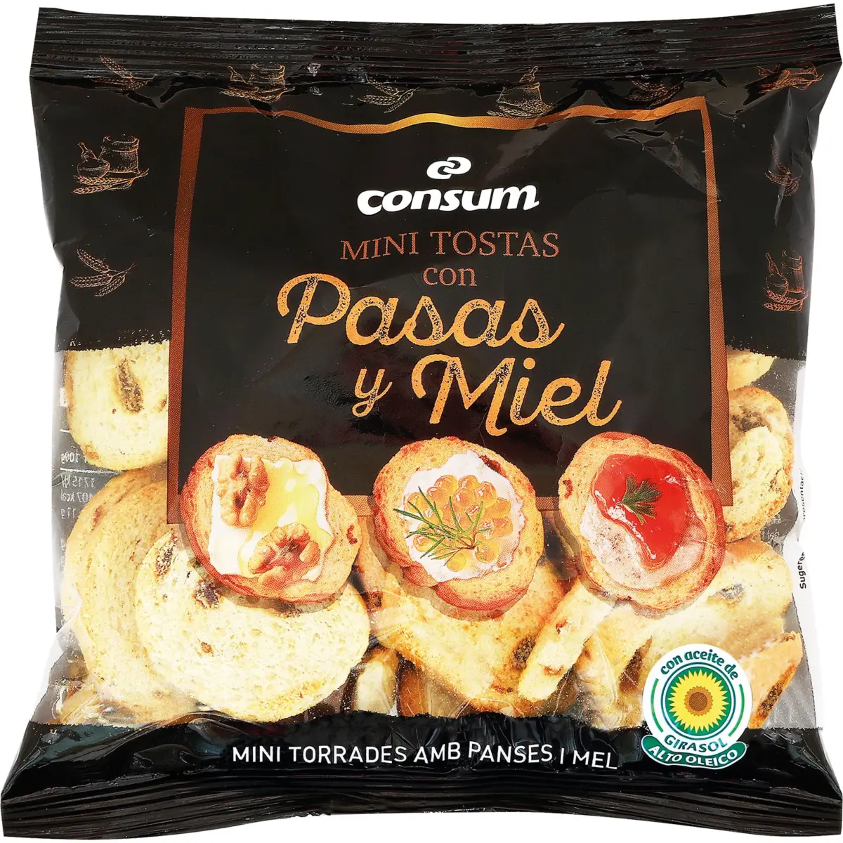 Torradetes amb panses i mel Consum