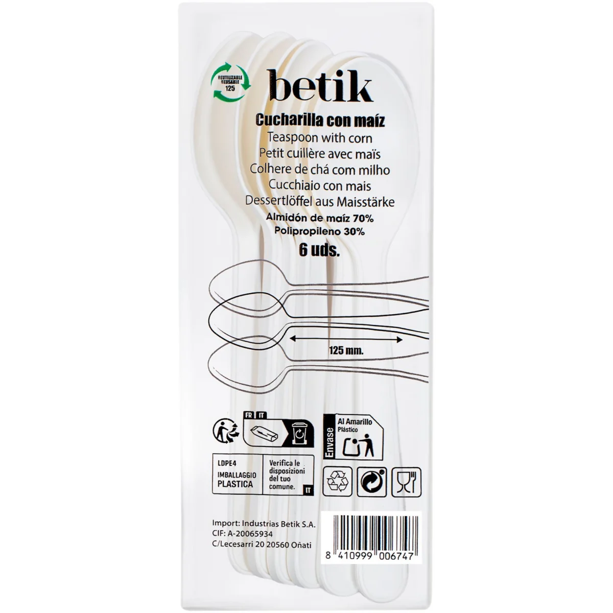 Cullera de blat de moro 12 cm Betik