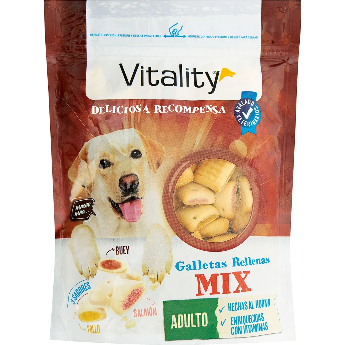 Filled Dog Biscuits with Chicken, Beef and Salmon Vitality