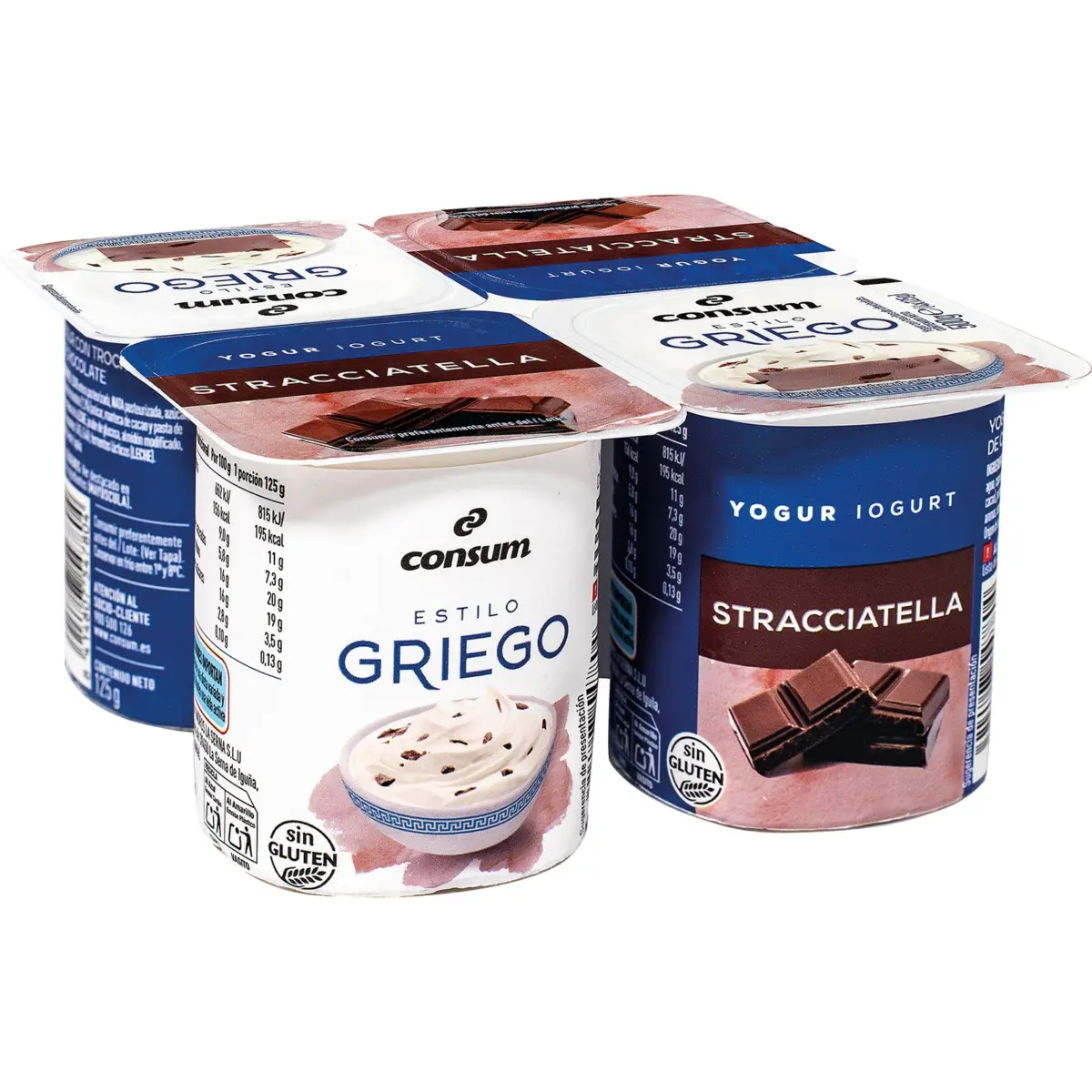 Greek stracciatella yogurt, pack of 4 Consum