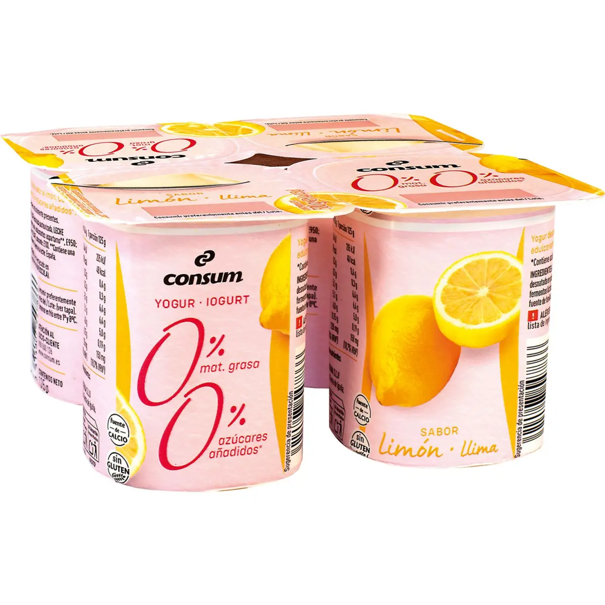Yogur 00% Sabor Limón Pack de 4 Unidades Consum