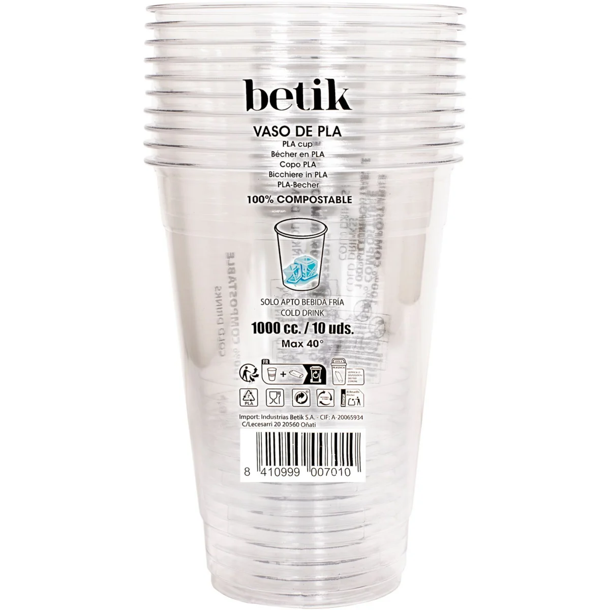 Disposable PLA cups, 1000 cc Betik
